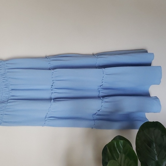 Grace Karin smocked baby blue tiered midi dress, women's size medium - Picture 3 of 8